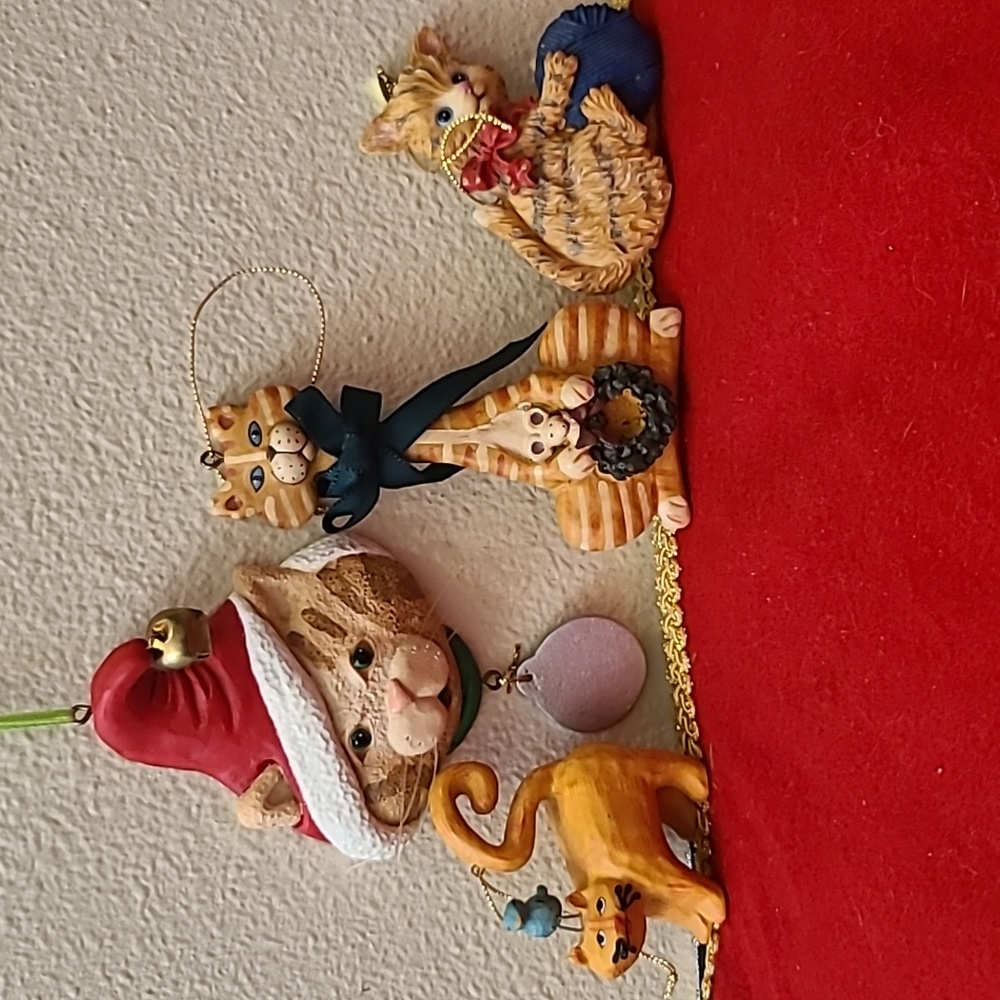 4 Vintage Cat Ornaments